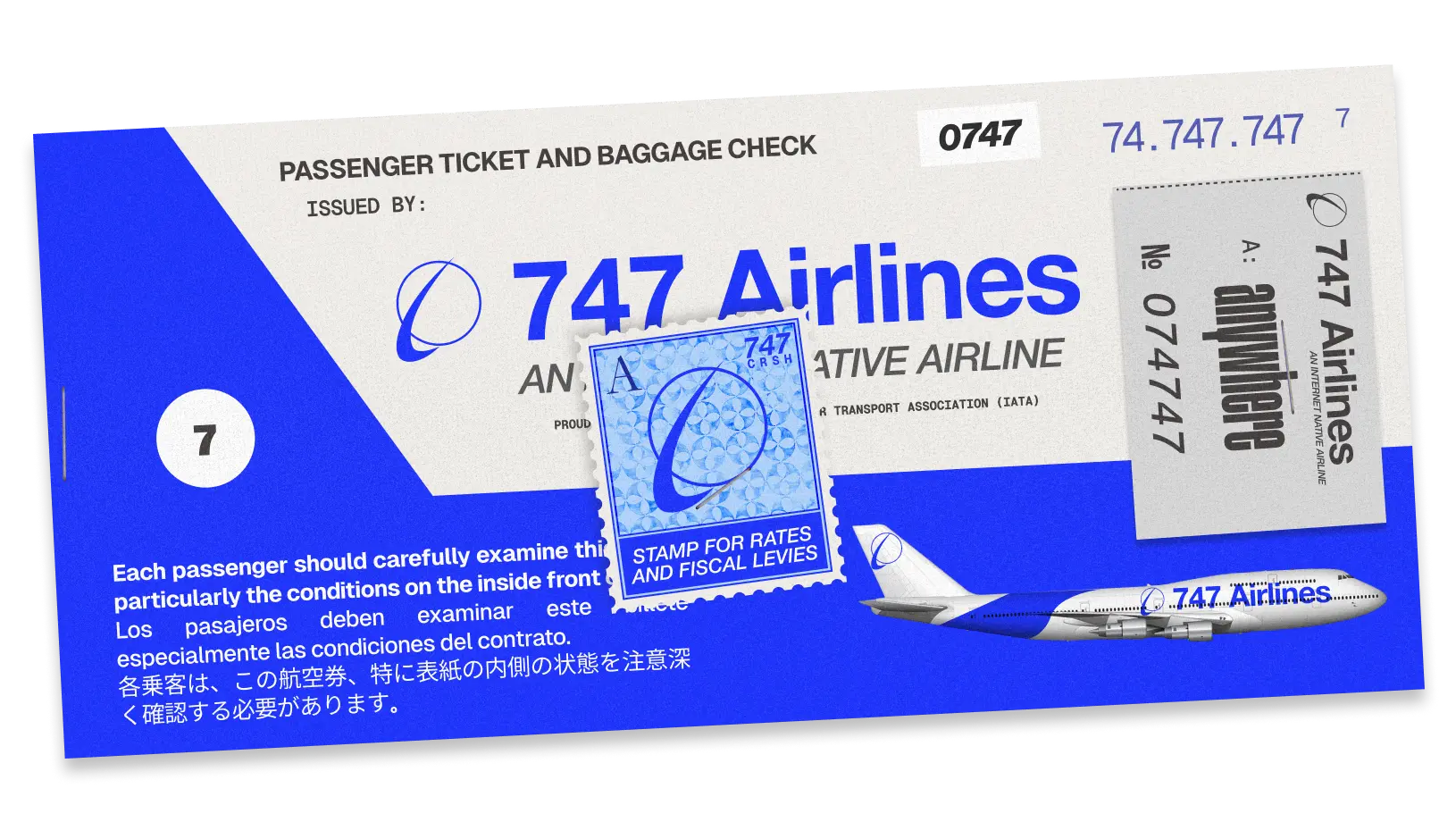 747 Airlines boarding pass